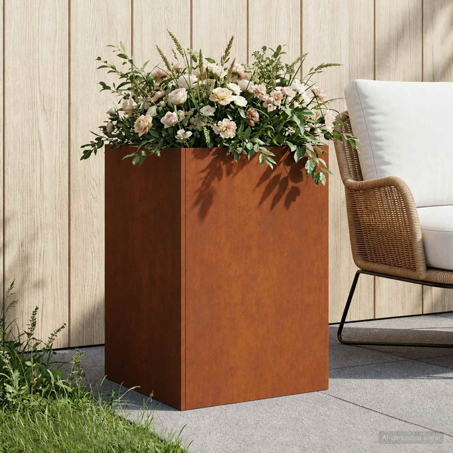 Garden Planter Rusty 40 x 40 x 75 cm Weathering Steel