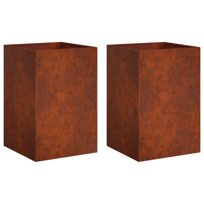 Garden Planter 2 pcs Rusty 40 x 40 x 75 cm Weathering Steel