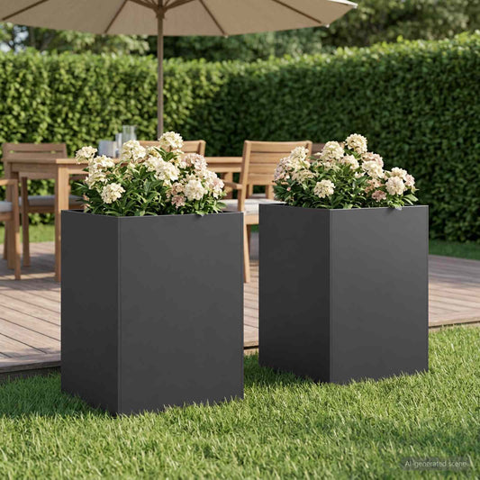 Garden Planter 2 pcs Black 50 x 50 x 75 cm Cold-rolled Steel