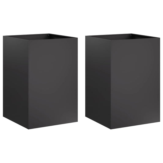 Garden Planter 2 pcs Black 50 x 50 x 75 cm Cold-rolled Steel