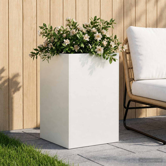 Garden Planter White 50 x 50 x 75 cm Cold-rolled Steel