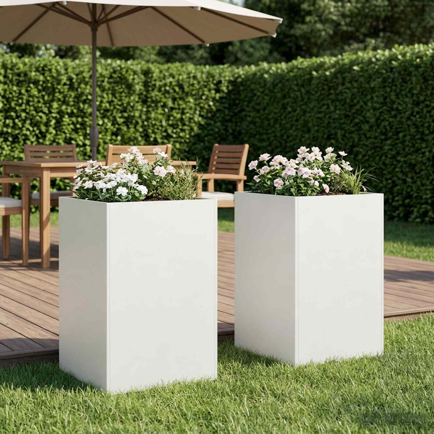 Garden Planter 2 pcs White 50 x 50 x 75 cm Cold-rolled Steel