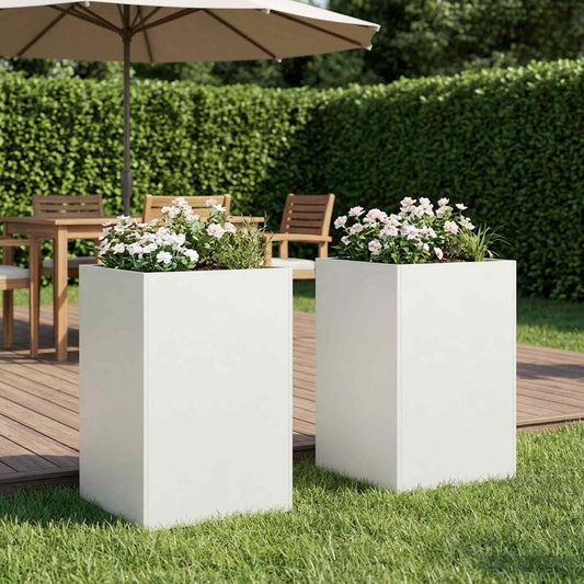 Garden Planter 2 pcs White 50 x 50 x 75 cm Cold-rolled Steel