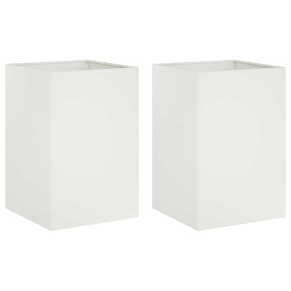 Garden Planter 2 pcs White 50 x 50 x 75 cm Cold-rolled Steel