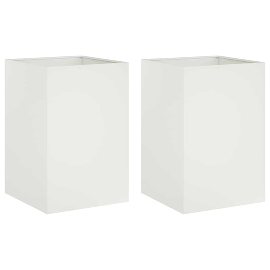 Garden Planter 2 pcs White 50 x 50 x 75 cm Cold-rolled Steel
