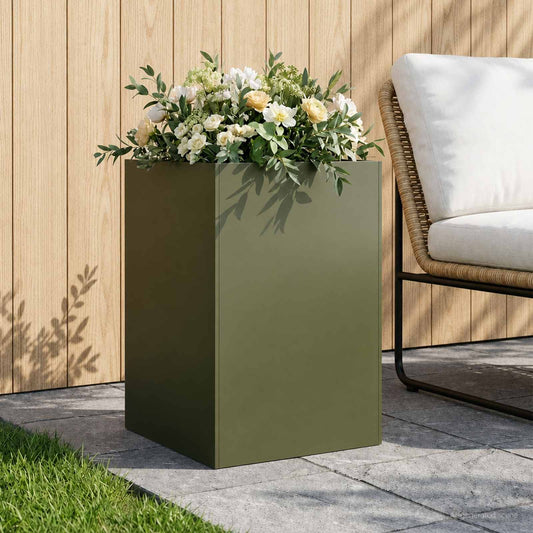 Garden Planter Olive Green 50 x 50 x 75 cm Cold-rolled Steel