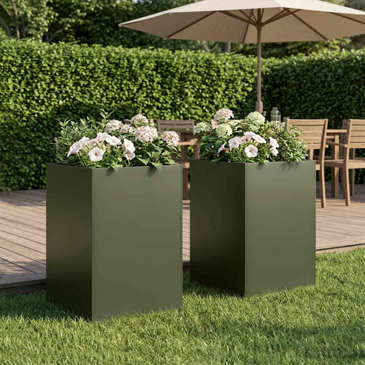 Garden Planter 2 pcs Olive Green 50 x 50 x 75 cm