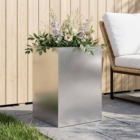 Garden Planter Silver 50 x 50 x 75 cm Stainless Steel
