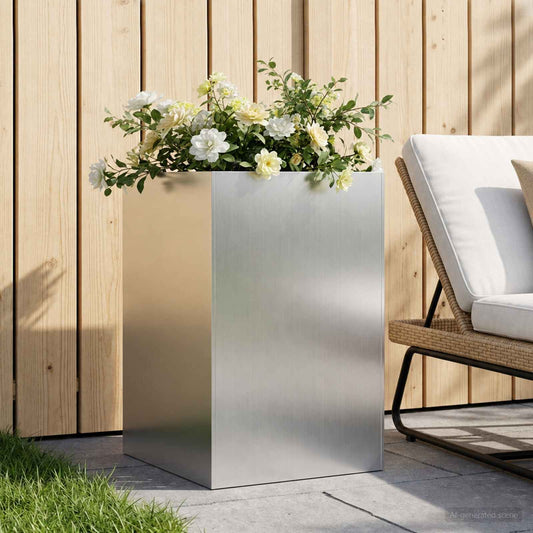 Garden Planter Silver 50 x 50 x 75 cm Galvanised Steel