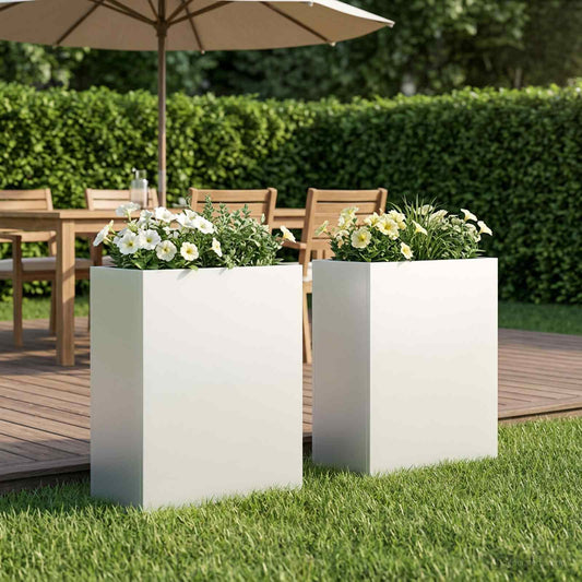 Garden Planter 2 pcs White 40 x 20 x 40 cm Cold-rolled Steel