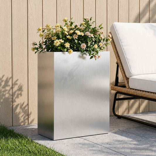 Garden Planter Silver 40 x 20 x 40 cm Stainless Steel