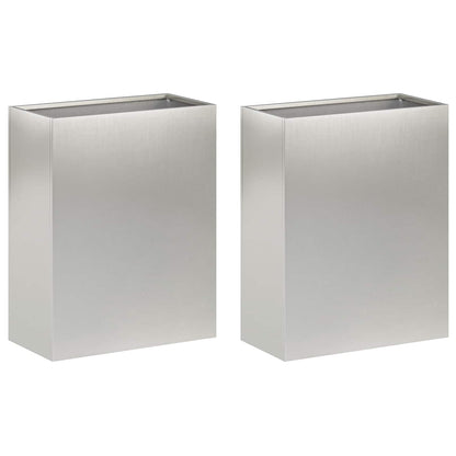 Garden Planter 2 pcs Silver 40 x 20 x 40 cm Stainless Steel