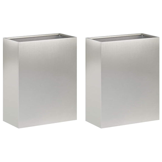 Garden Planter 2 pcs Silver 40 x 20 x 40 cm Stainless Steel