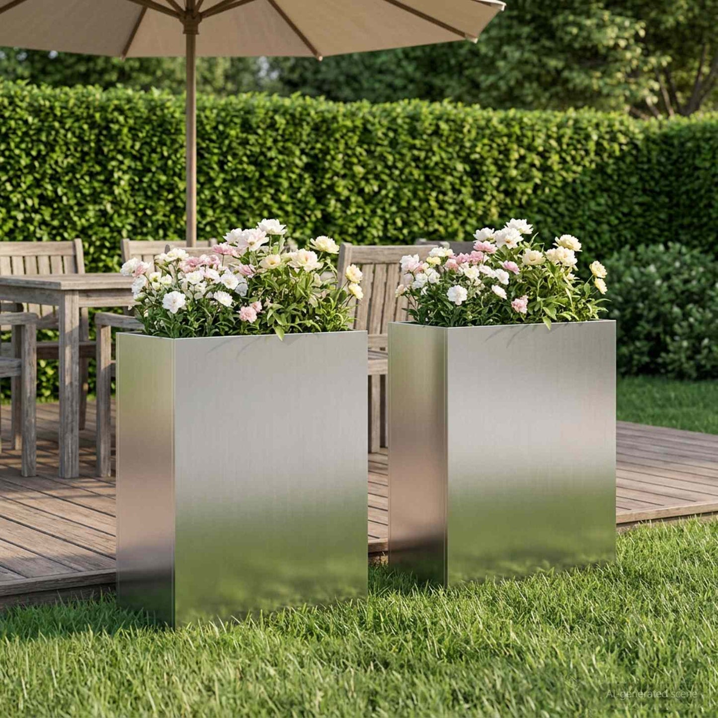 Garden Planter 2 pcs Silver 40 x 20 x 40 cm Galvanised Steel