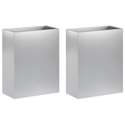 Garden Planter 2 pcs Silver 40 x 20 x 40 cm Galvanised Steel