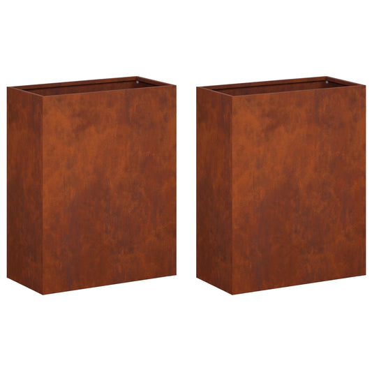 Garden Planter 2 pcs Rusty 40 x 20 x 40 cm Weathering Steel