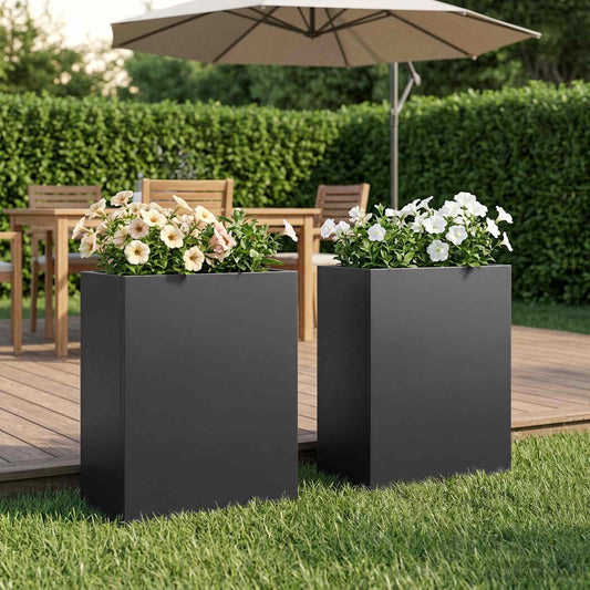 Garden Planter 2 pcs Black 40 x 20 x 50 cm Cold-rolled Steel