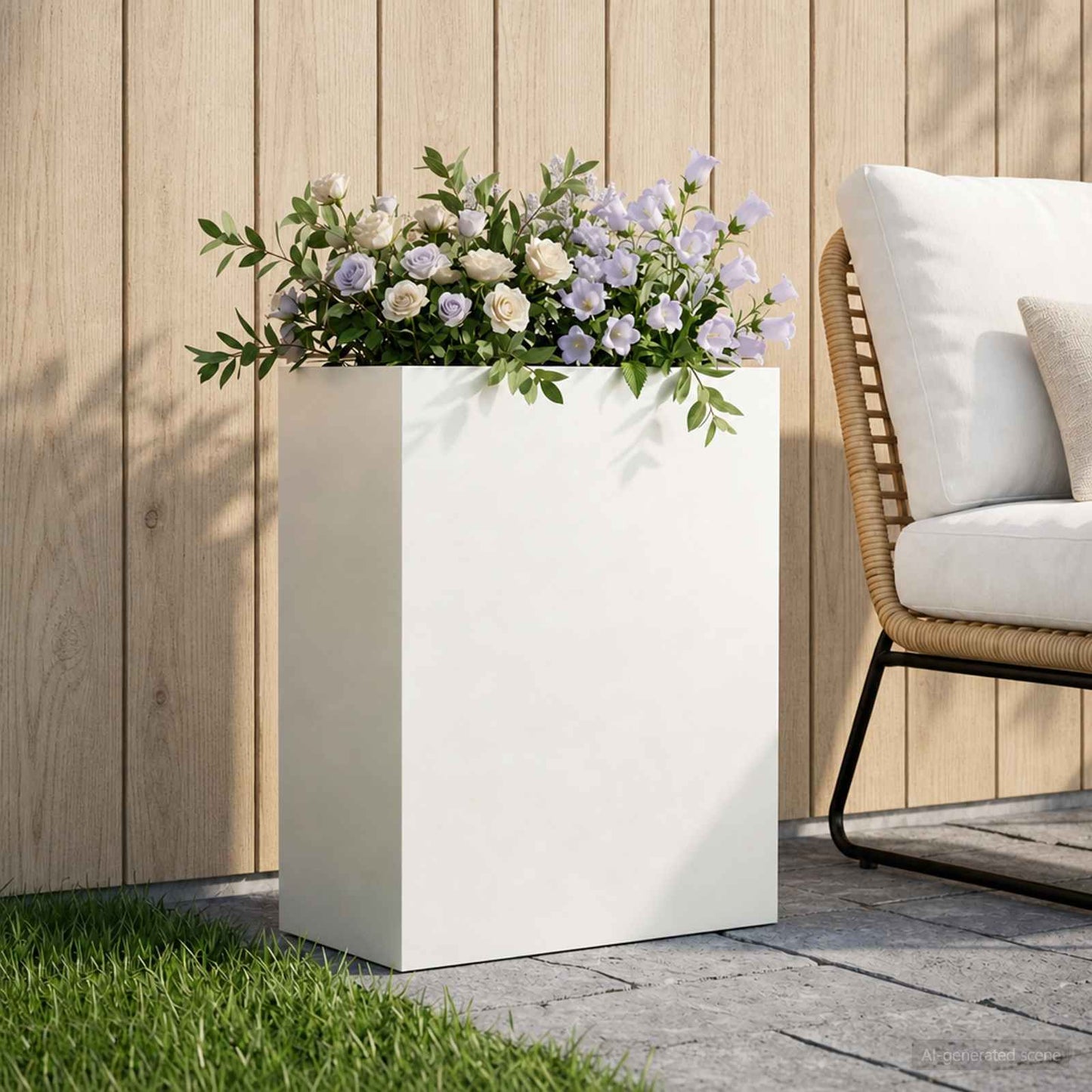 Garden Planter White 40 x 20 x 50 cm Cold-rolled Steel