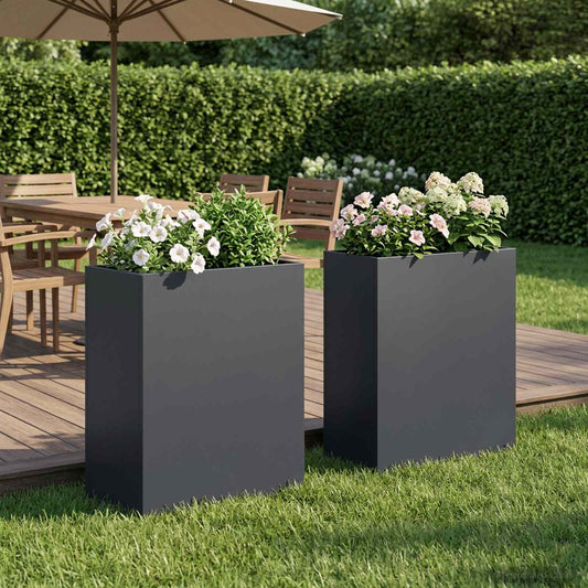 Garden Planter 2 pcs Anthracite 40 x 20 x 50 cm