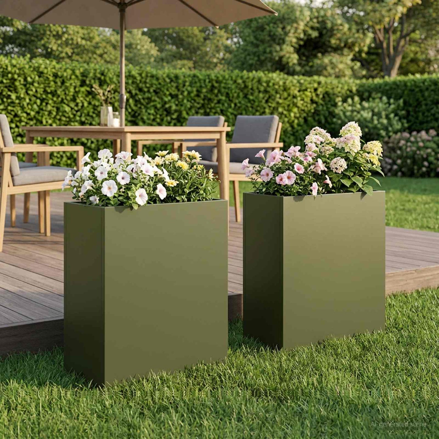 Garden Planter 2 pcs Olive Green 40 x 20 x 50 cm