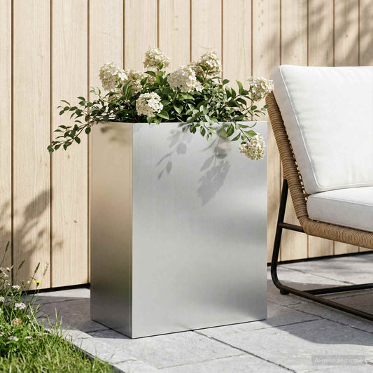 Garden Planter Silver 40 x 20 x 50 cm Galvanised Steel