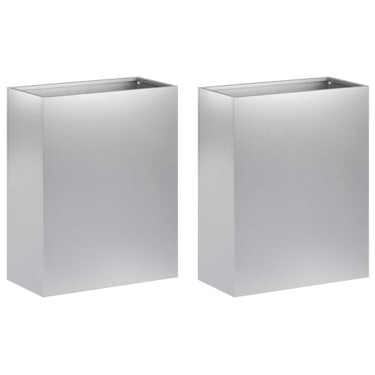 Garden Planter 2 pcs Silver 40 x 20 x 50 cm Galvanised Steel