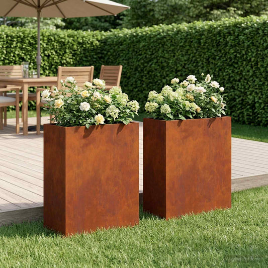 Garden Planter 2 pcs Rusty 40 x 20 x 50 cm Weathering Steel