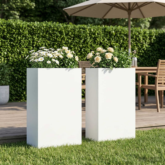Garden Planter 2 pcs White 40 x 20 x 75 cm Cold-rolled Steel