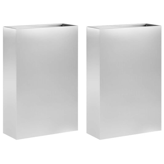 Garden Planter 2 pcs Silver 40 x 20 x 75 cm Galvanised Steel