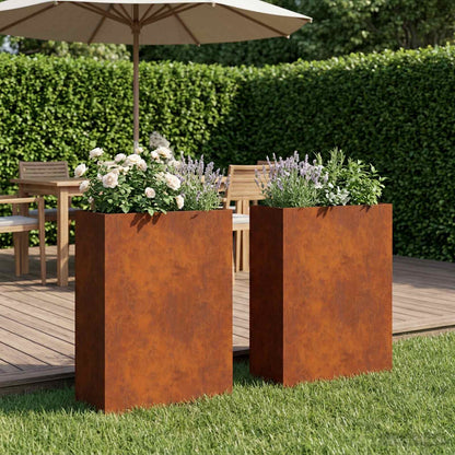 Garden Planter 2 pcs Rusty 40 x 20 x 75 cm Weathering Steel