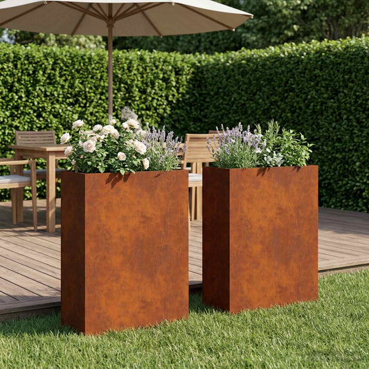 Garden Planter 2 pcs Rusty 40 x 20 x 75 cm Weathering Steel