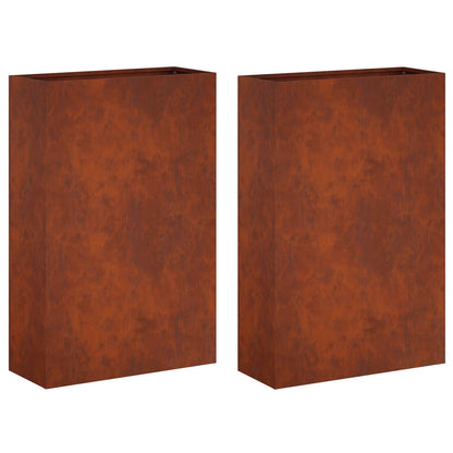 Garden Planter 2 pcs Rusty 40 x 20 x 75 cm Weathering Steel