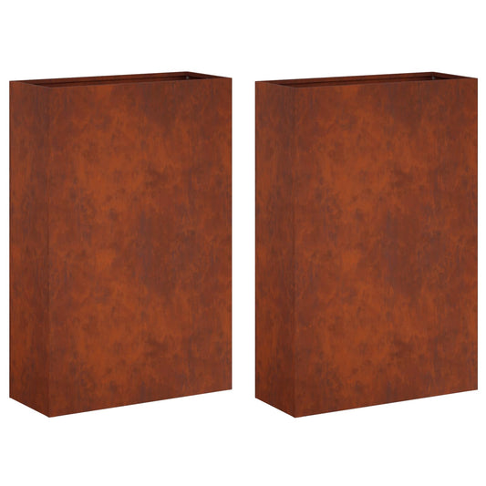 Garden Planter 2 pcs Rusty 40 x 20 x 75 cm Weathering Steel