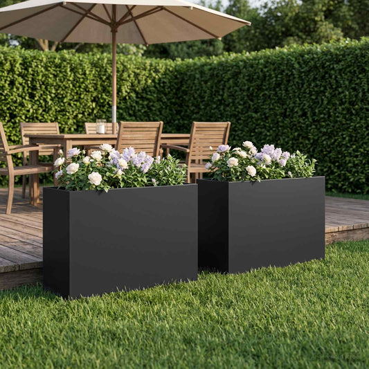 Garden Planter 2 pcs Black 50 x 20 x 40 cm Cold-rolled Steel