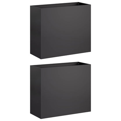 Garden Planter 2 pcs Black 50 x 20 x 40 cm Cold-rolled Steel