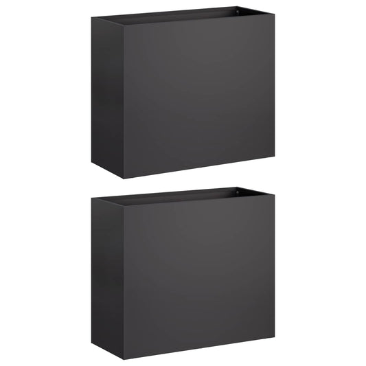 Garden Planter 2 pcs Black 50 x 20 x 40 cm Cold-rolled Steel