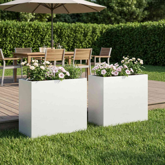 Garden Planter 2 pcs White 50 x 20 x 40 cm Cold-rolled Steel
