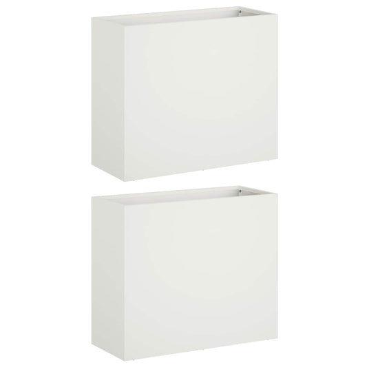 Garden Planter 2 pcs White 50 x 20 x 40 cm Cold-rolled Steel