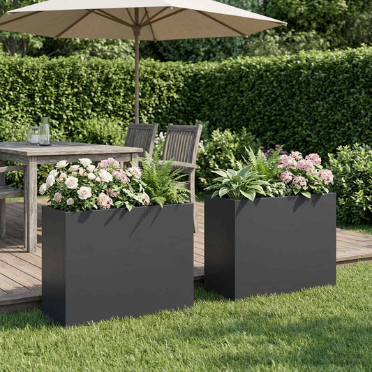 Garden Planter 2 pcs Anthracite 50 x 20 x 40 cm