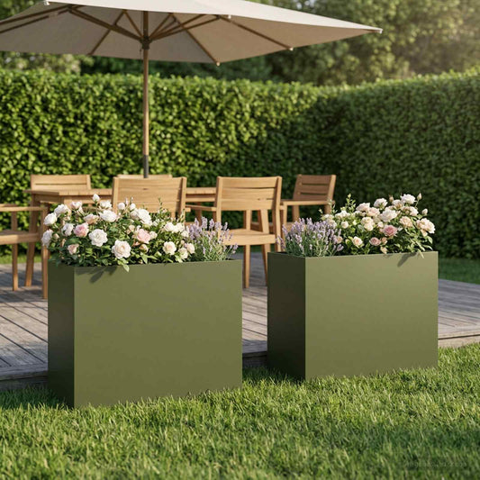Garden Planter 2 pcs Olive Green 50 x 20 x 40 cm
