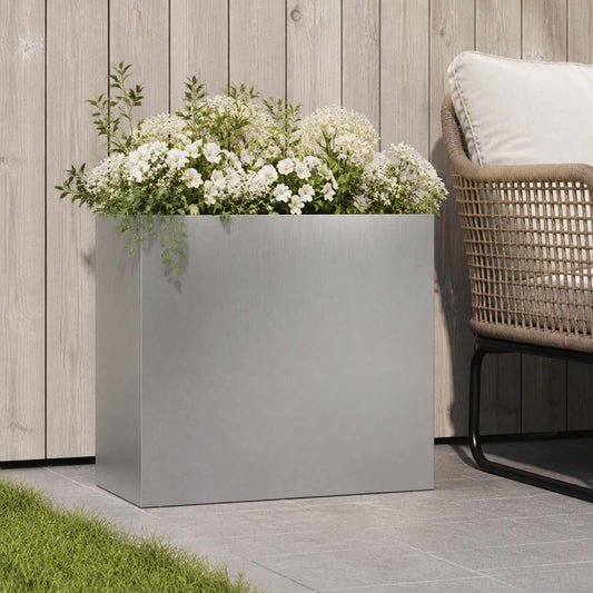 Garden Planter Silver 50 x 20 x 40 cm Stainless Steel
