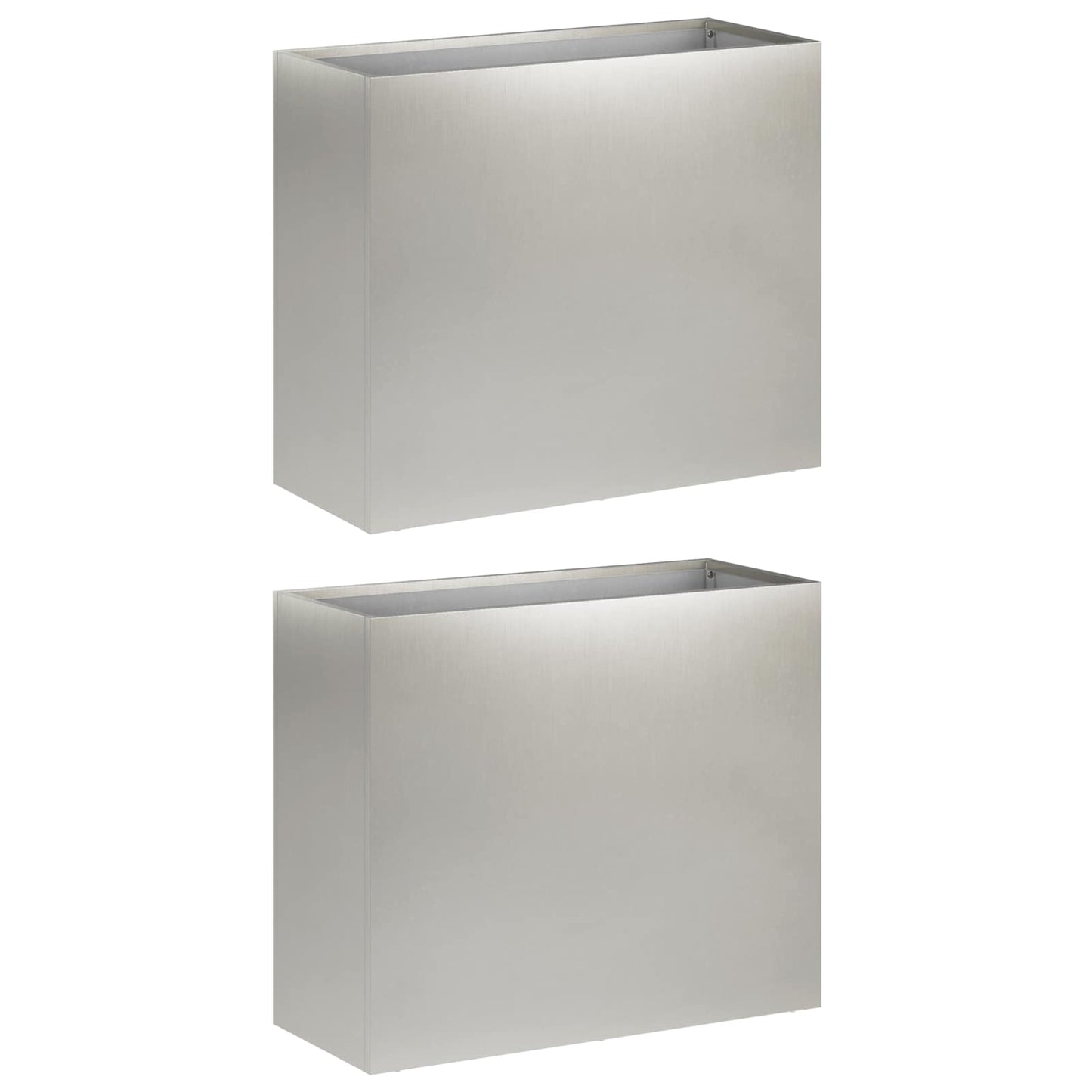 Garden Planter 2 pcs Silver 50 x 20 x 40 cm Stainless Steel