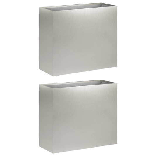 Garden Planter 2 pcs Silver 50 x 20 x 40 cm Stainless Steel