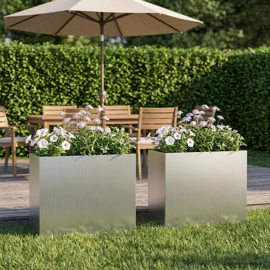 Garden Planter 2 pcs Silver 50 x 20 x 40 cm Galvanised Steel