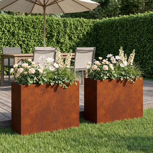 Garden Planter 2 pcs Rusty 50 x 20 x 40 cm Weathering Steel