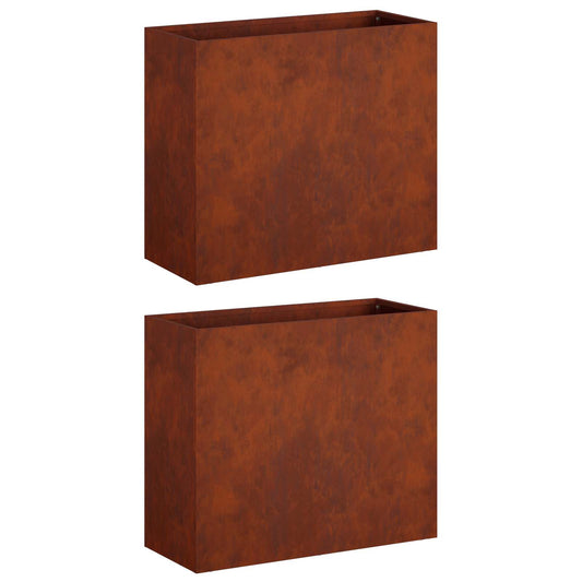 Garden Planter 2 pcs Rusty 50 x 20 x 40 cm Weathering Steel