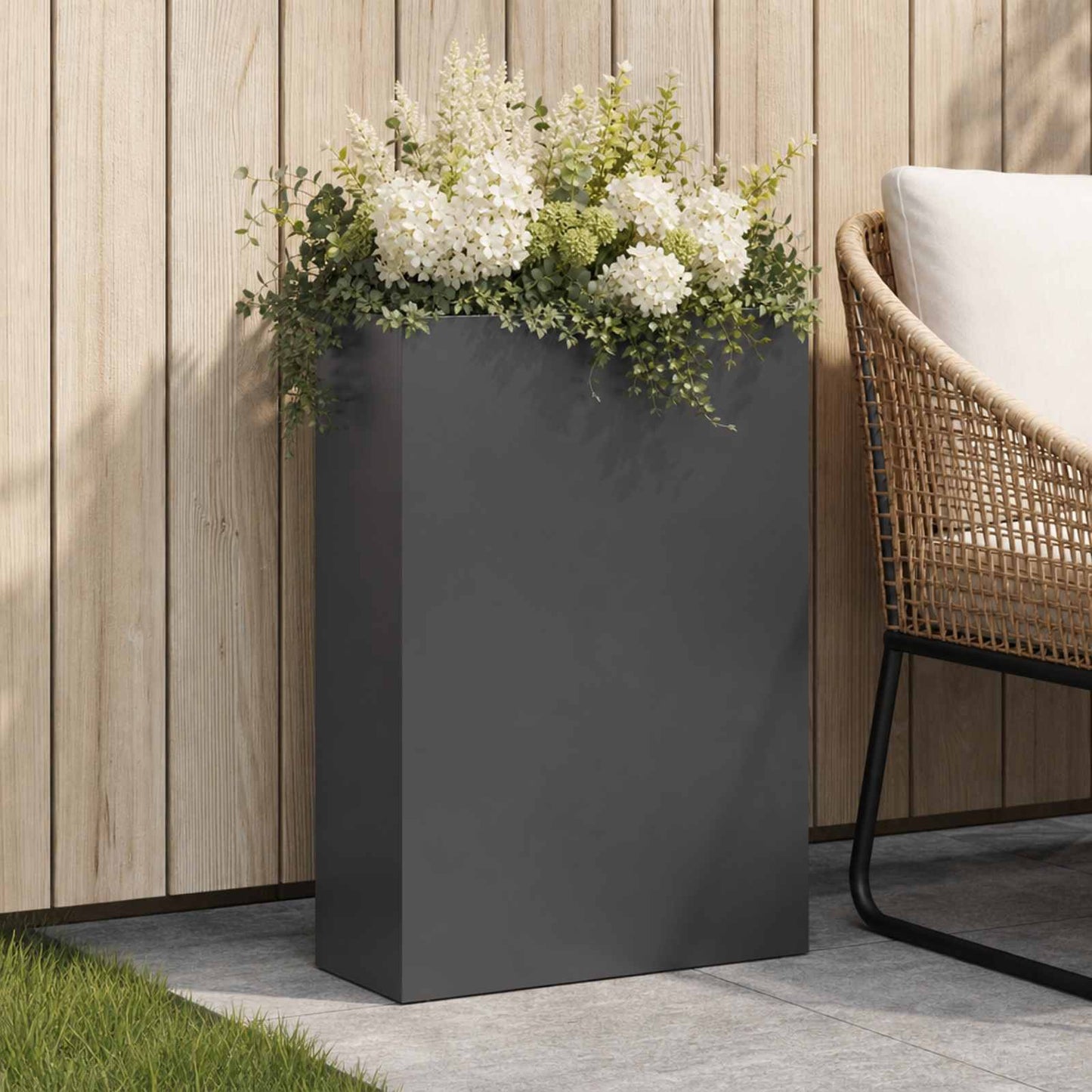 Garden Planter Black 50 x 20 x 75 cm Cold-rolled Steel