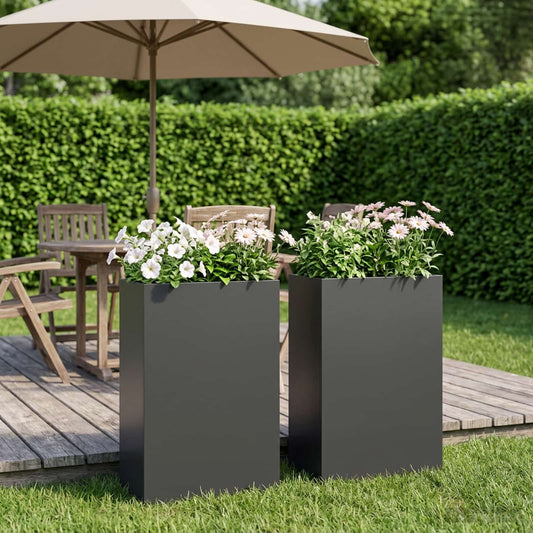 Garden Planter 2 pcs Black 50 x 20 x 75 cm Cold-rolled Steel
