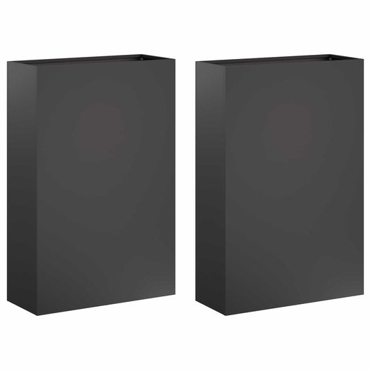 Garden Planter 2 pcs Black 50 x 20 x 75 cm Cold-rolled Steel