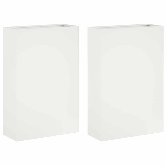 Garden Planter 2 pcs White 50 x 20 x 75 cm Cold-rolled Steel